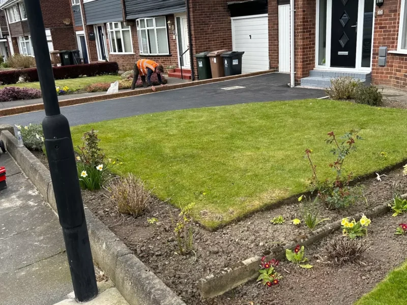 Finished Tarmac driveway in front of residential property