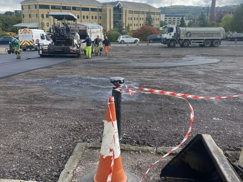 Tarmac car park being installation by WW Contracts on a leveled excavation