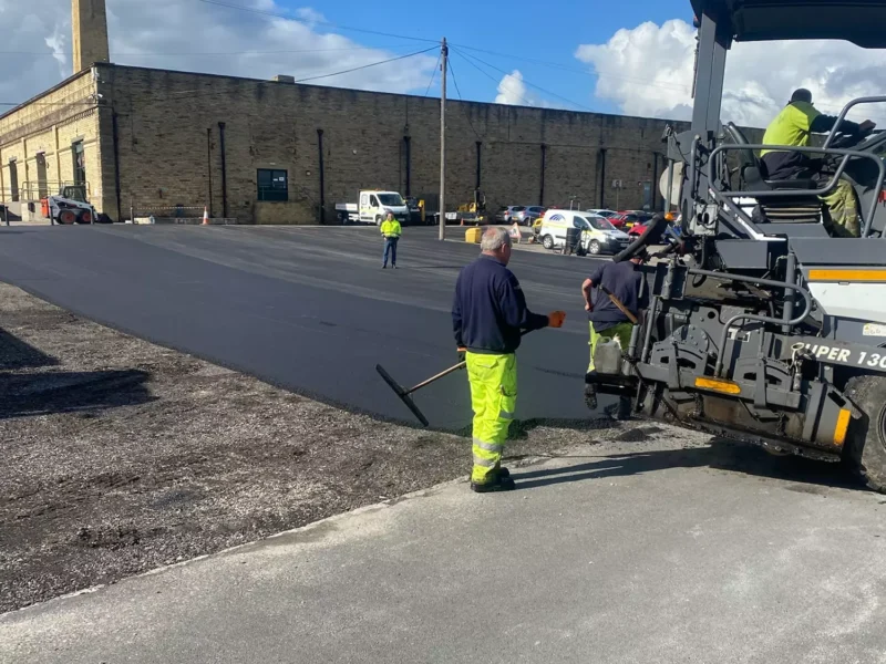 WW Contracts working on completing a tarmac carpark for a commercial customer