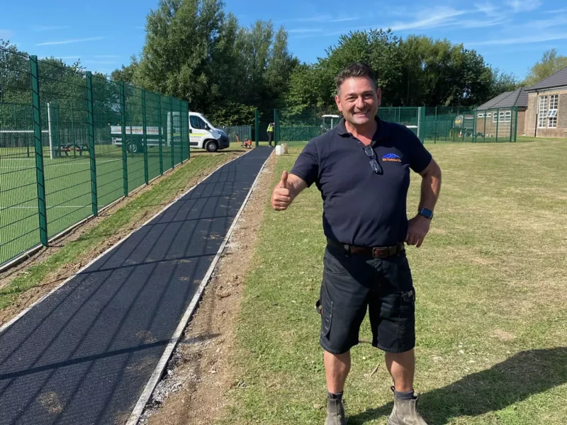 WW Contracts showing the work they did on a new tarmac path in a community park