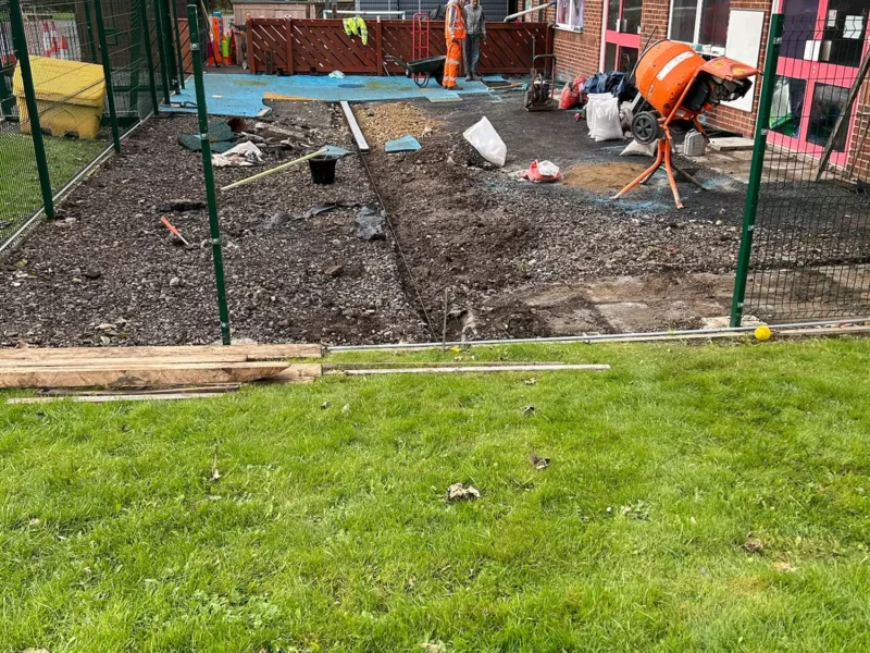 Excavation work for a new playground at a school